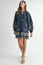 Load image into Gallery viewer, Embroidered Long Sleeve Peasant Mini Dress For Women β Embroidered Mini Dress, Long Sleeve Peasant Dress, Bohemian Dress, Casual Peasant Dress, Timeless Elegance Dress