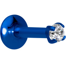 Load image into Gallery viewer, 1/4 Clear 2mm Gem Blue IP Internally Threaded Labret Monroe Tragus