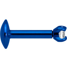 Load image into Gallery viewer, 1/4 Clear 2mm Gem Blue IP Internally Threaded Labret Monroe Tragus