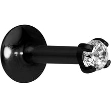 Load image into Gallery viewer, Body Candy Black Titanium IP Steel Clear 2mm Accent Internally Threaded Labret Monroe 16G 1/4