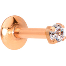Load image into Gallery viewer, Body Candy Rose Gold Titanium Steel Clear 2mm Accent Internally Threaded Labret Monroe 16G 1/4