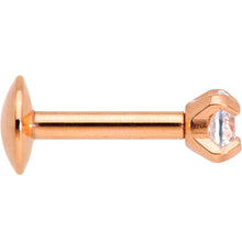 Load image into Gallery viewer, 1/4 Clear 3mm Gem Rose Gold IP Internally Threaded Labret Monroe Tragus