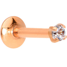 将图片加载到图库查看器,5/16 Clear 2mm Gem Rose Gold IP Internally Threaded Labret Monroe Tragus