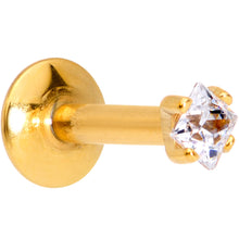 Load image into Gallery viewer, 1/4 Clear Square CZ Gold PVD Internally Threaded Labret Monroe