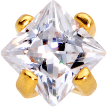 Load image into Gallery viewer, 1/4 Clear Square CZ Gold PVD Internally Threaded Labret Monroe