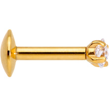 Load image into Gallery viewer, 1/4 Clear Square CZ Gold PVD Internally Threaded Labret Monroe