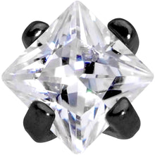 将图片加载到图库查看器,1/4 Clear Square CZ Black PVD Internally Threaded Labret Monroe