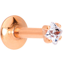 Load image into Gallery viewer, 5/16 Clear Square CZ Rose Gold PVD Internally Threaded Labret Monroe