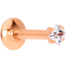 Load image into Gallery viewer, 5/16 Clear Square CZ Rose Gold PVD Internally Threaded Labret Monroe