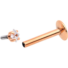 Load image into Gallery viewer, 5/16 Clear Square CZ Rose Gold PVD Internally Threaded Labret Monroe