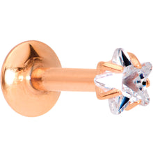 Load image into Gallery viewer, 1/4 Clear Star CZ Gem Rose Gold PVD Internally Threaded Labret Monroe