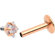Load image into Gallery viewer, 1/4 Clear Star CZ Gem Rose Gold PVD Internally Threaded Labret Monroe