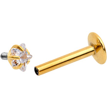 Load image into Gallery viewer, 5/16 Clear Star CZ Gem Gold PVD Internally Threaded Labret Monroe