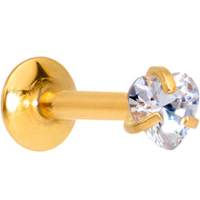 Load image into Gallery viewer, 1/4 Clear Heart CZ Gold PVD Internally Threaded Labret Monroe