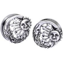 Load image into Gallery viewer, Cosmic Sun and Moon Screw Fit Tunnel Plug Set 6mm to 25mm
