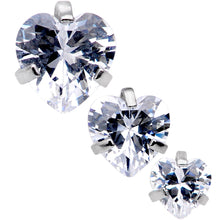 将图片加载到图库查看器,16G 5/16 Clear Gem Heart Trio Tragus Cartilage Earring Set of 3