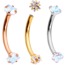 将图片加载到图库查看器,3/8 Clear Gem Anodized Curved Eyebrow Ring Set of 3