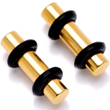 Load image into Gallery viewer, Gold Tone Anodized Titanium Micro Straight Plug Set 14G to 8G