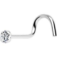将图片加载到图库查看器,Solid 14K White Gold 2mm Cubic Zirconia SOLITAIRE Nose Ring