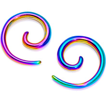 Load image into Gallery viewer, Rainbow Anodized Titanium Micro Spiral Taper Set 12G to 8G