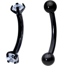 Load image into Gallery viewer, 3/8 Clear CZ Gem PVD Curved Eyebrow Ring Set of 6