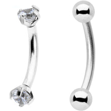 Load image into Gallery viewer, 3/8 Clear CZ Gem PVD Curved Eyebrow Ring Set of 6