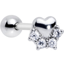 Load image into Gallery viewer, 1/4 Clear CZ Gem Be My Valentine Heart Tragus Cartilage Earring