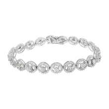 Load image into Gallery viewer, .925 Sterling Silver 1/2 Cttw Diamond Nested Circle Miracle Set Open Wheel 7" Fashion Link Bracelet (I-J Color, I3 Clarity)