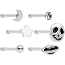 Load image into Gallery viewer, 1/4 Clear Gem Cosmic Universe Nose Bone 6 Pack Set