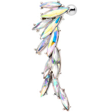 Load image into Gallery viewer, 1/4 Aurora Gem Feathered Cascade Tragus Cartilage Earring