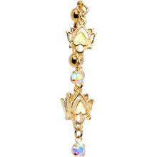 Load image into Gallery viewer, Aurora Gem Gold PVD Peaceful Lotus Flower Dangle Top Mount Belly Ring