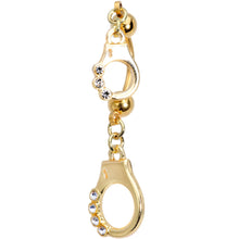 将图片加载到图库查看器,Clear Gem Gold PVD Handcuffed Double Mount Dangle Belly Ring