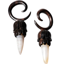 将图片加载到图库查看器,White Stone Iron Wood Tribal Spiral Taper Set 5mm to 8mm