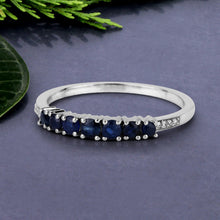 Load image into Gallery viewer, 0.45 Carat Genuine Blue Sapphire and White Diamond 14K White Gold Ring