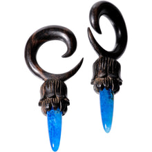 Load image into Gallery viewer, Blue Stone Iron Wood Tribal Spiral Taper Set 5mm to 8mm