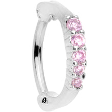 Load image into Gallery viewer, 16G 5/16 Pink Gem Curved Hinged Cartilage Clicker