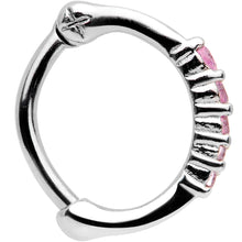 Load image into Gallery viewer, 16G 5/16 Pink Gem Curved Hinged Cartilage Clicker