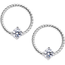Load image into Gallery viewer, 14G Clear CZ Gem Twisted Captive Ring Barbell Nipple Ring Set
