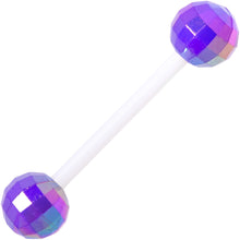 将图片加载到图库查看器,Green Purple Disco Ball Bioplast Barbell Tongue Ring Set of 4