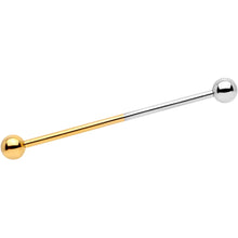 将图片加载到图库查看器,14G Gold Tone and Steel Two Tone Industrial Barbell 38mm