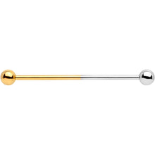 将图片加载到图库查看器,14G Gold Tone and Steel Two Tone Industrial Barbell 38mm
