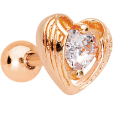 Load image into Gallery viewer, Clear CZ Gem Rose Gold Plated Hugged Heart Cartilage Tragus Earring