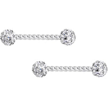 将图片加载到图库查看器,14G Clear Gem Cluster Twisted Horseshoe Barbell Nipple Ring Set