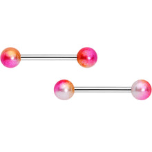 将图片加载到图库查看器,14G Yellow Pink Twisted Horseshoe Barbell Nipple Ring Set
