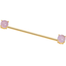 Load image into Gallery viewer, Pink Amethyst Gold Tone End to End Industrial Barbell 38mm