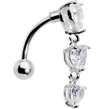 将图片加载到图库查看器,Clear CZ Gem Tri Heart Top Mount Dangle Belly Ring