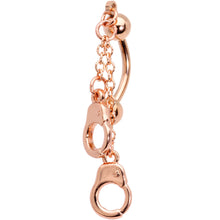 Load image into Gallery viewer, Rose Gold PVD Chained Handcuffs Reversible Dangle Belly Ring