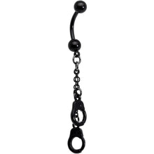 将图片加载到图库查看器,Black PVD Chained Handcuffs Reversible Dangle Belly Ring