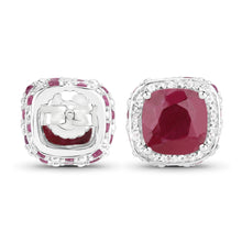 Load image into Gallery viewer, 6.12 Carat Dyed Ruby, Ruby and White Topaz .925 Sterling Silver Earrings