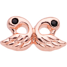 Load image into Gallery viewer, Rose Gold Plated Ruffled Feather Dual Swans Tragus Cartilage Earring